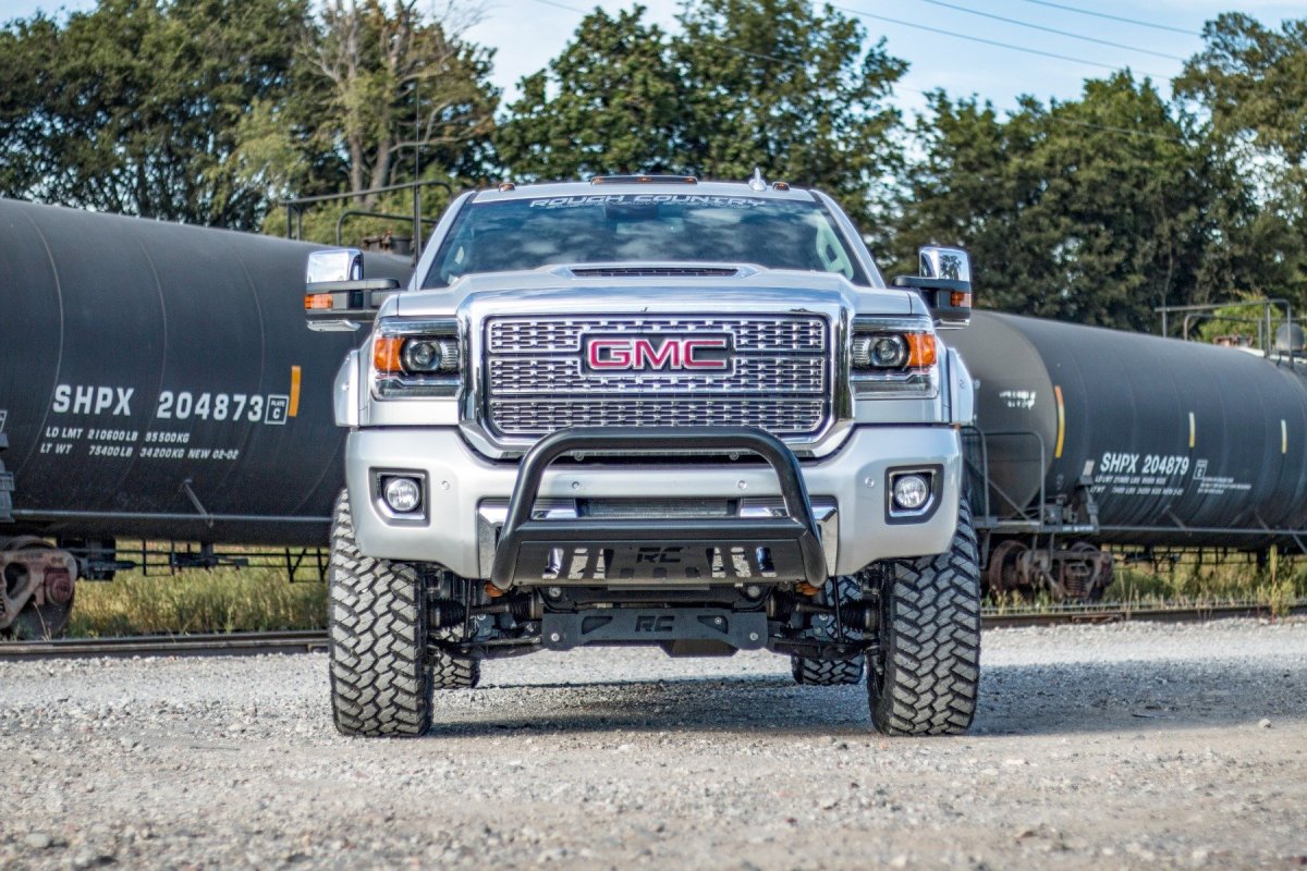 GMC Sierra 3500 HD Suspension Lift Kit - Rough Country - Torsion Drop, Vertex - Hammer Black - '11-'19